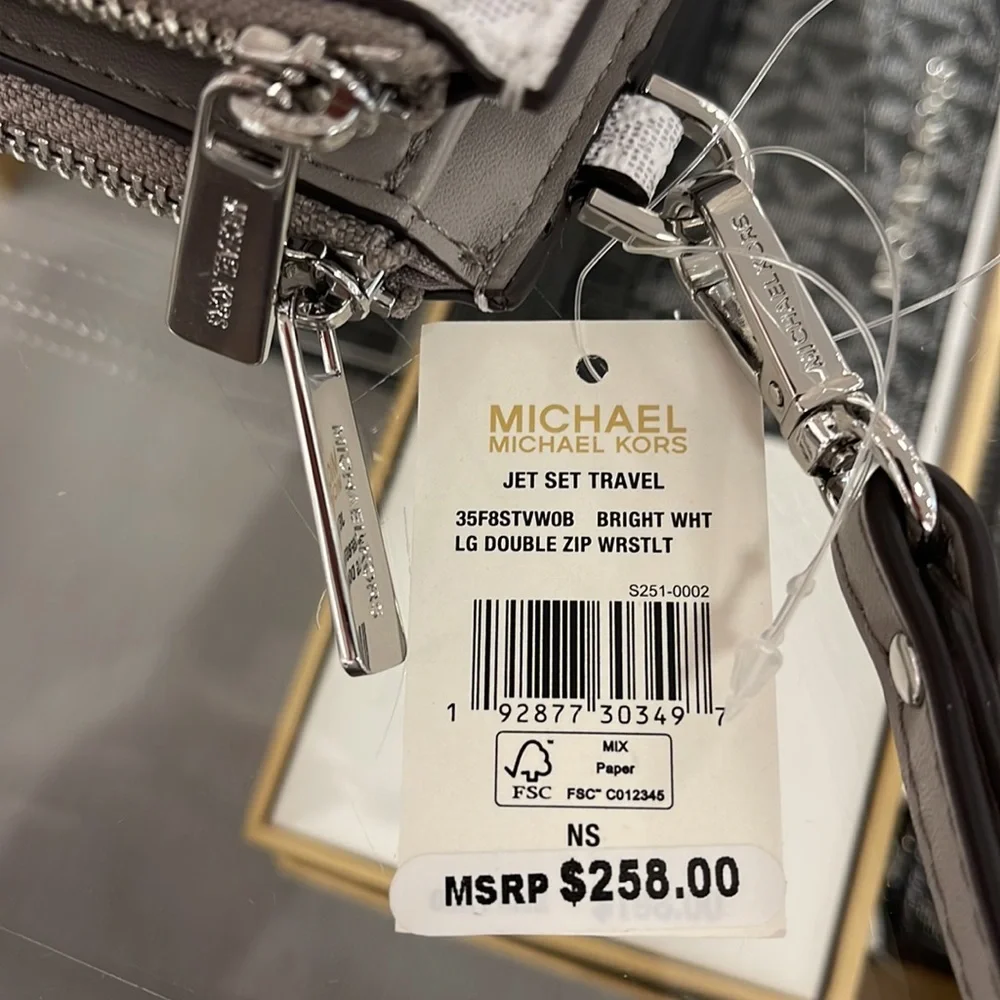 MICHAEL KORS LARGE DOUBLE ZIP WRISTLET  Bright White